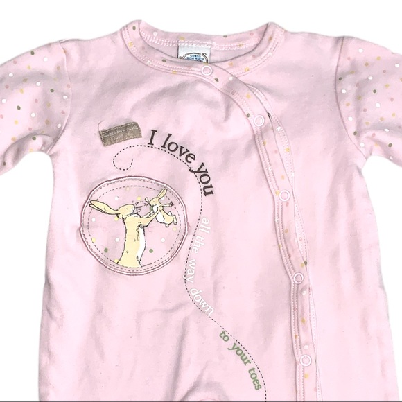 Sam McBratney Guess How Much I love You Pink Polka Dot Bunny Baby Footie 3M - Picture 2 of 6